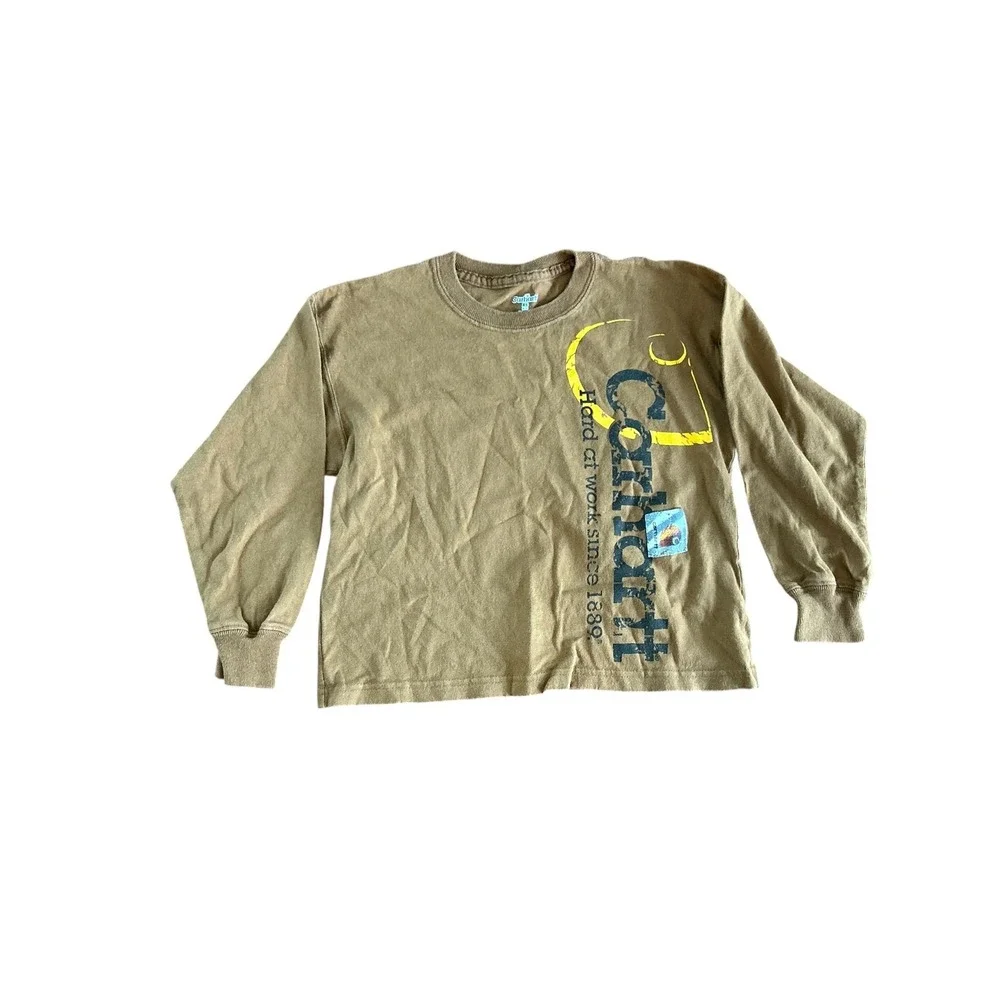 Carhartt‎ Boys Brown Long Sleeve Graphic T-Shirt XS 4/5 100% Cotton